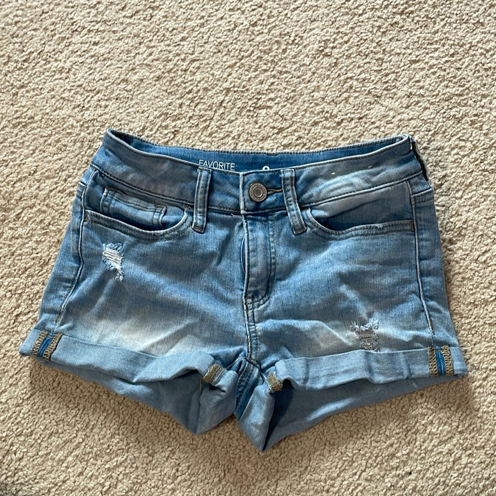 SO Favorite Light Wash Low Rise Denim Shorts